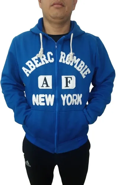 Sudadera Abercrombie para hombre con cierre frontal, estilo casual y ajuste cómodo.