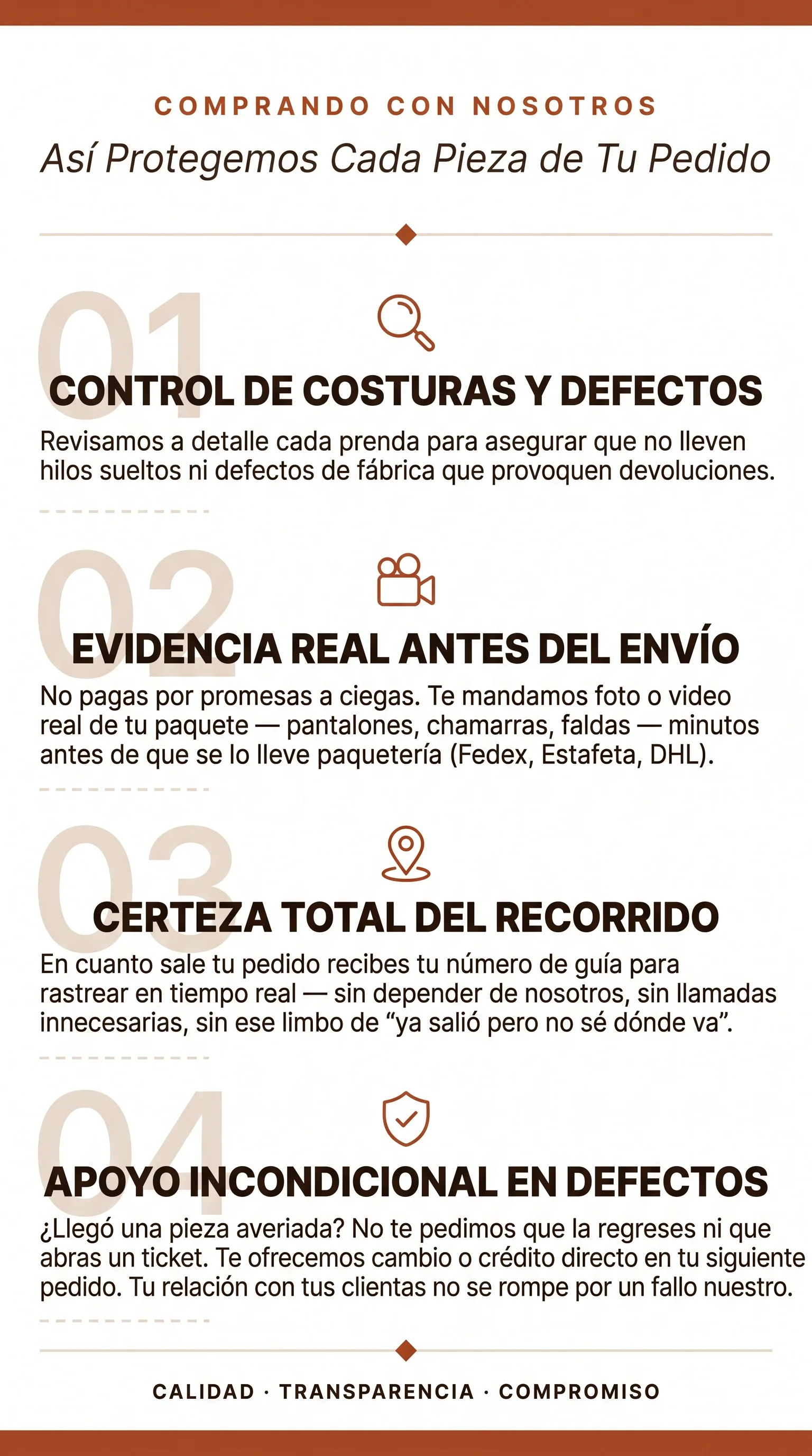Garantías de compra segura en sudaderasalmayoreo.com.mx, devoluciones y calidad de producto garantizada.
